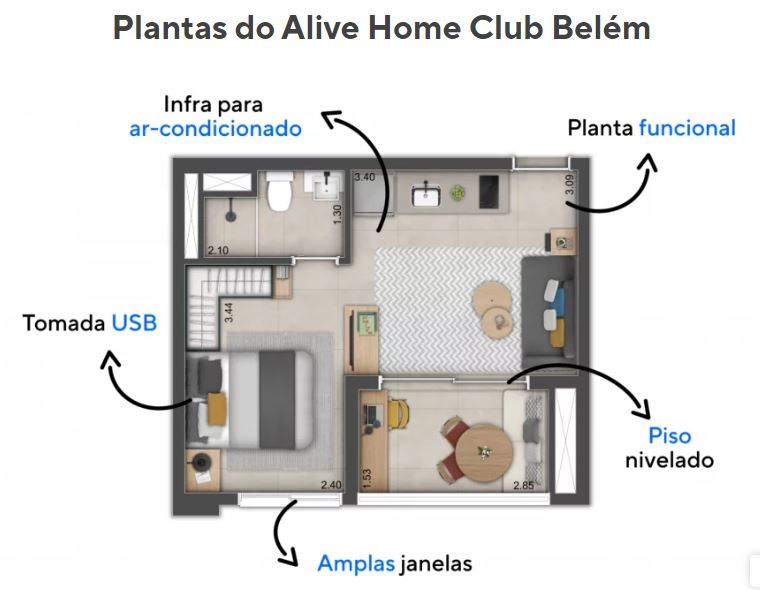 Planta do Alive Home Club Belém. 